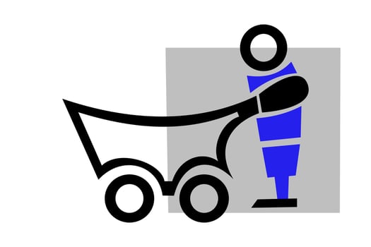 Vector illustration A person with a shopping cart icon