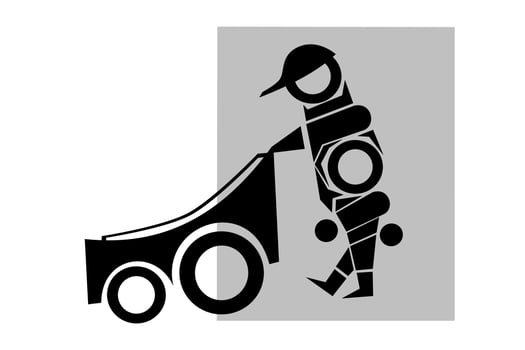 Vector illustration A person with a shopping cart icon