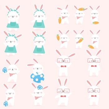 Easter bunny cute rabbit cartoon character. vector