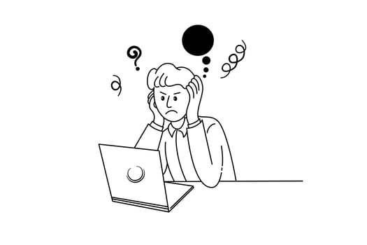 Vector illustration of business people sitting at computer screen