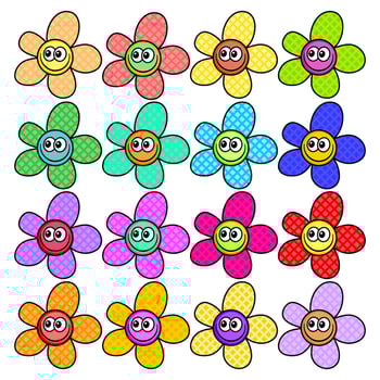 Cheerful Checkered Summer Daisy Flowers vector