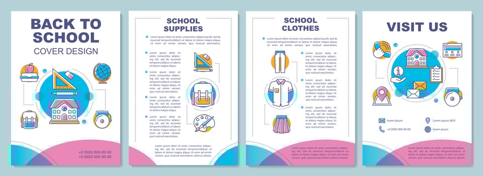 Education system brochure template layout. Back to school. Flyer, booklet, leaflet print design with linear illustrations. Vector page layouts for magazines, annual reports, advertising posters