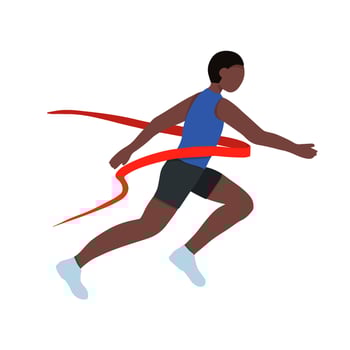 A black African American athlete. A fast runner crosses the finish line. Winner of a running competition vector