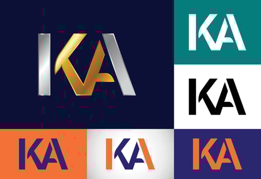 Initial Monogram Letter K A Logo Design Vector Template. KA Letter Logo Design