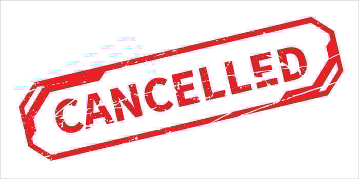 Cancelled red sign with modern design. grunge stamp Vector Illustration cancelled