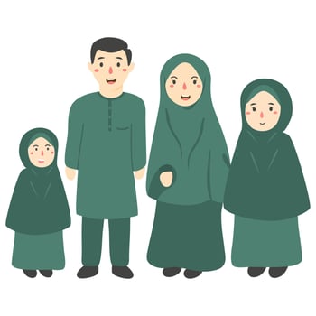 happy muslim family with children vector