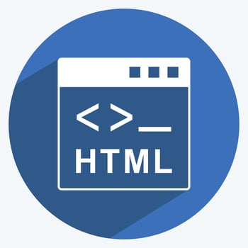 Icon HTML. suitable for Programming symbol. long shadow style. simple design editable. design template vector. simple symbol illustration vector