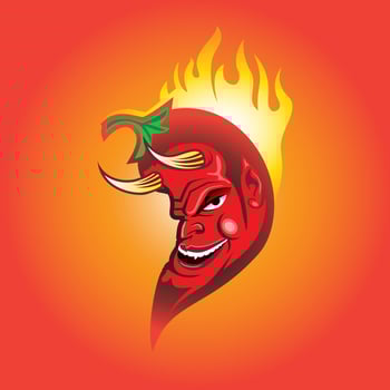Red Hot Chilli Pepper Devil, mexican chilli vector illustration.