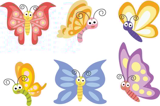 cute butterfly animal cartoon graphic vector