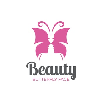 vector silhouette woman face in butterfly wigs logo element, abstract design concept for beauty salon, skin care, cosmetics, plastic surgery logo, young beauty girl illustration
