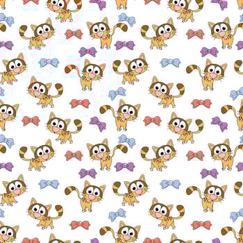 cute cat animal cartoon seamless pattern vector