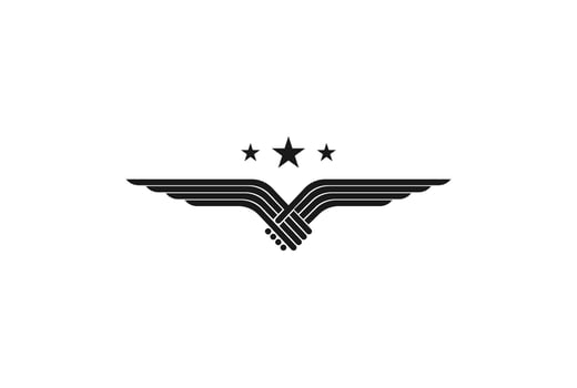 Vintage Retro Hand shape Wings for Peace Foundation Community Charity Logo Design Vector
