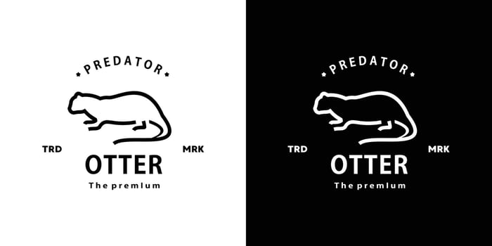vintage retro hipster otter logo vector outline monoline art icon
