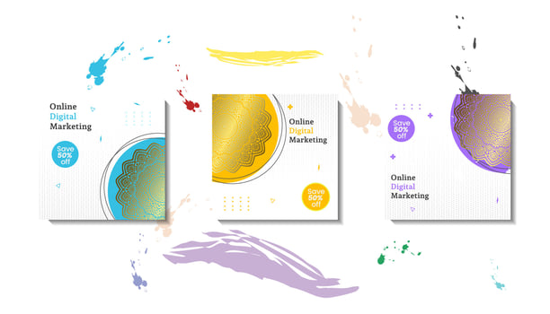 Social media post template for eid greetings or wish with moon design, Eid celebration social media post with mandala and lanterns vector design