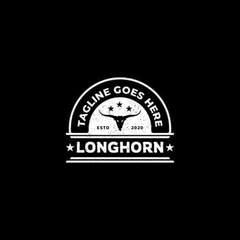 Texas longhorn country western bull cattle vintage retro logo vector