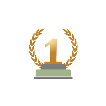First place trophy cup vector icon illustration
