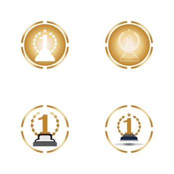First place trophy cup vector icon illustration
