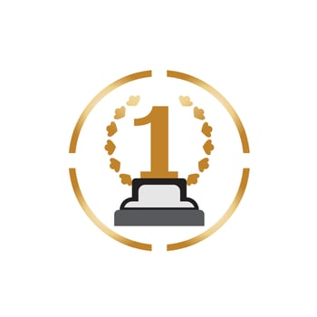First place trophy cup vector icon illustration