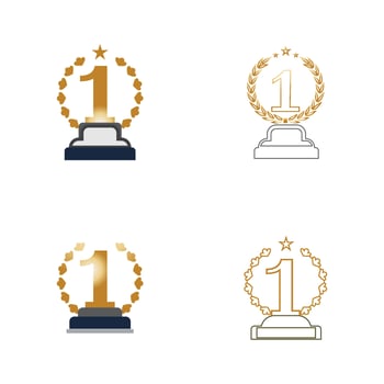 First place trophy cup vector icon illustration