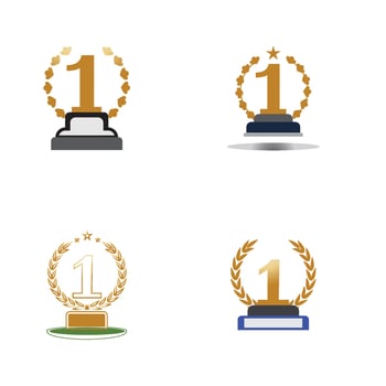 First place trophy cup vector icon illustration