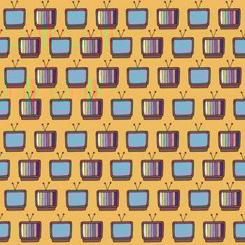 Retro TV pattern. 90s or 80s style doodles seamless background. Colorful old television. Doodle illustration for vintage designs vector