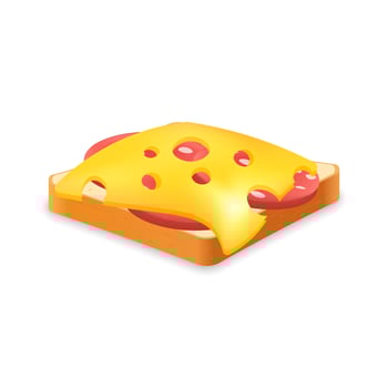 Sandwich from fresh bread with sausage and cheese Illustration of fast food meal vector