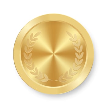 Golden award sport medal for winners First place trophy vector