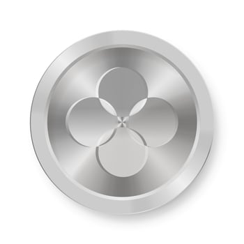 Silver coin of OKB OKEX Concept of internet cryptocurrency vector