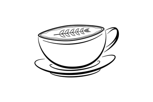 Coffee cup line drawing decorative art pattern in cup on white background vector