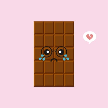cute and funny chocolate bar characters showing various emotions, cartoon vector illustration isolated on color background. kawaii chocolate bar characters, mascots, emoticons and emoji for web