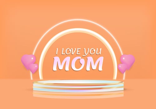 Orange banner background with a minimum 3d ornament, suitable for Mother's Day. vector
