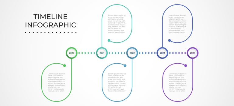 Timeline infographics template. Presentation business infographic with 5 sections. Vector design for brochure, diagram, workflow, web design, annual report.