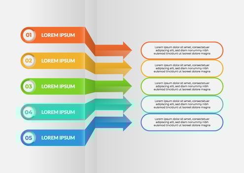 Arrow infographic elements with 5 options. Business template for presentation. Arrow vector design. Can be used web design, diagram, business information, report