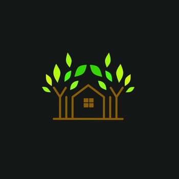 Template logo icon eco house tree vector