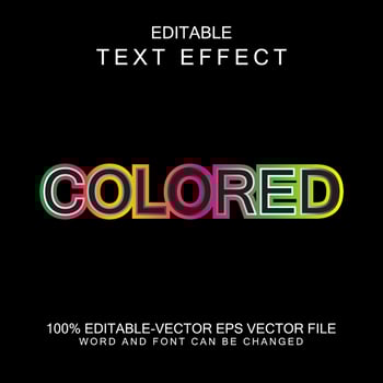colored text effect, colorful text design, very easy to use vector