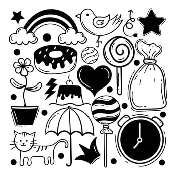 Set of cute hand drawn doodle for kids premium vector