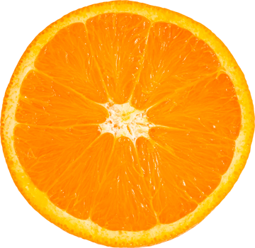 Half Orange fruit sliced transparency background.Fruit object.Top view png
