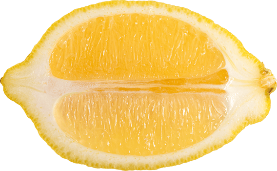 Half lemon fruit sliced on transparancy background.Fruit object.Top view png