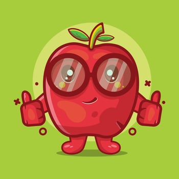 cute apple fruit character mascot with thumb up hand gesture isolated cartoon in flat style design.great resource for icon,symbol, logo, sticker,banner. vector