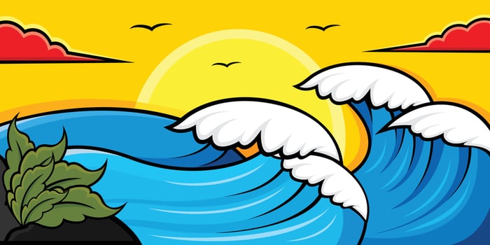 Vector design and illustration of waves and beach atmosphere