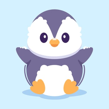 cute penguin greets vector illustration. cute animal fantasy concept isolated