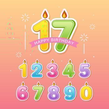 decorative colorful birthday number text vector