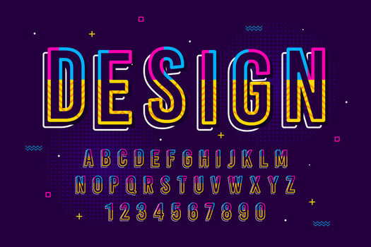 decorative memphis  Font and Alphabet vector
