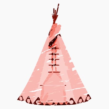 Editable Vector of Isolated Front View Native American Tent Illustration in Brush Strokes Style for Traditional Culture and History Related Design