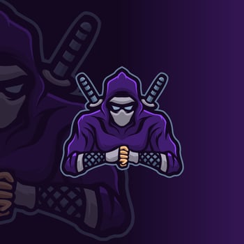 Ninja head mascot modern logo template vector