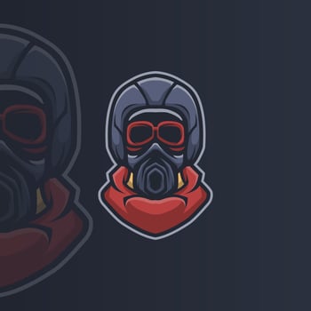 Rider head mask mascot modern logo template vector