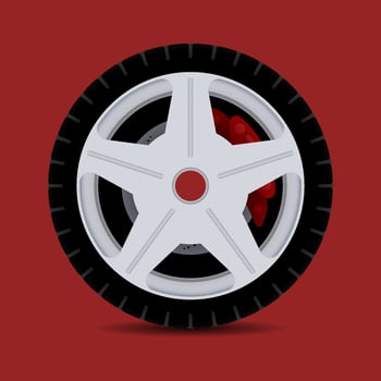 Car tire in vector, side views. Vector vehicle tyres, round component surround wheel rim, provide traction on surface. Transport rubber wheel,