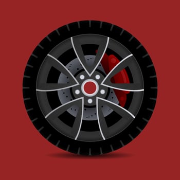 Car tire in vector, side views. Vector vehicle tyres, round component surround wheel rim, provide traction on surface. Transport rubber wheel,