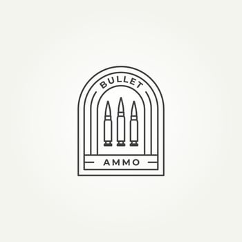 bullet ammunition simple line art badge emblem logo template vector illustration design