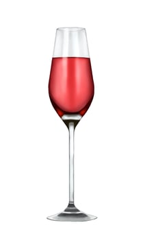 Red wine in a glass, made in a realistic style. vector